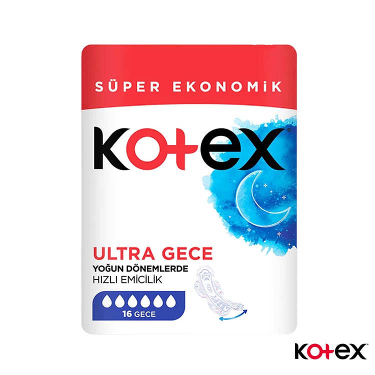 نوار بهداشتی کوتکس Kotex ترکیه سایز بزرگ بسته 16 عددی