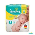 پوشک بچه پمپرز ( pampers ) سایز ۱ مخصوص نوزاد بسته 22 عددی