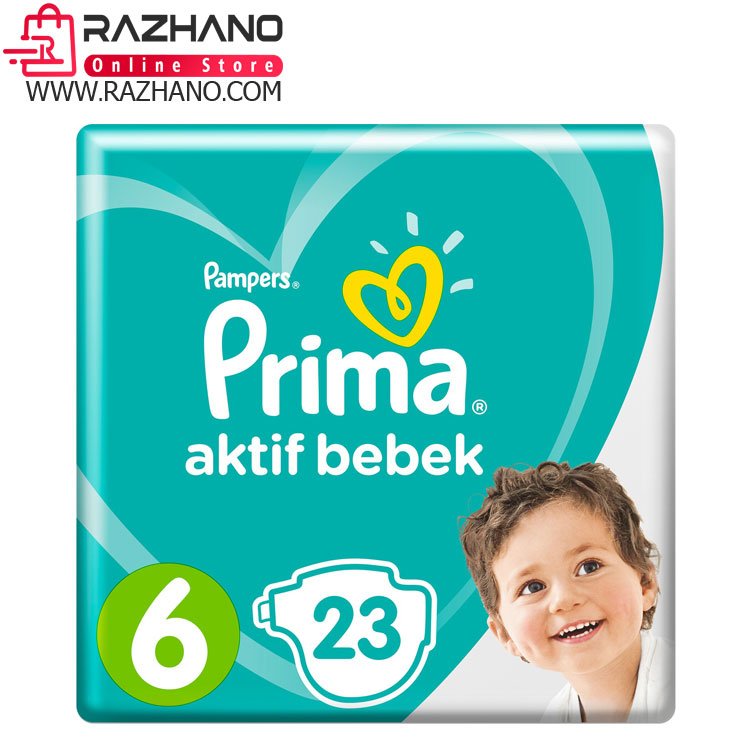 پوشک پریما ترکیه Prima Pampers سایز شش 6 بسته ی 23 عددی