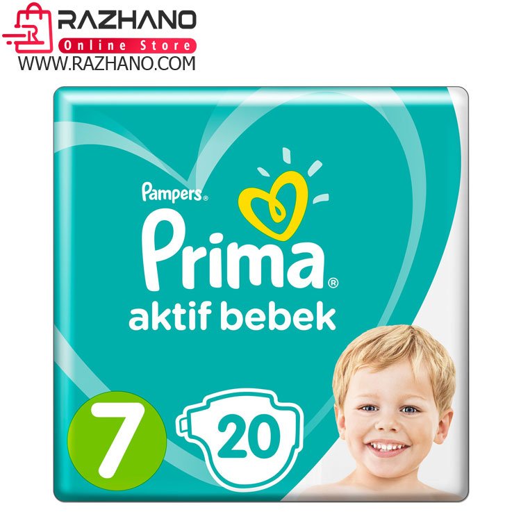 پوشک پریما ترکیه Prima Pampers سایز هفت 7 بسته ی 20 عددی