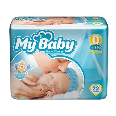 پوشک نوزاد مای بیبی MyBaby سایز صفر 0 (2تا5 کیلوگرم) بسته 22 عددی