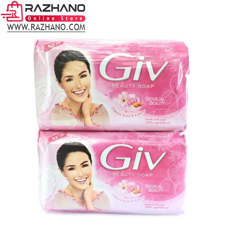 صابون جیو صورتی giv beauty soap بسته 4 عددی
